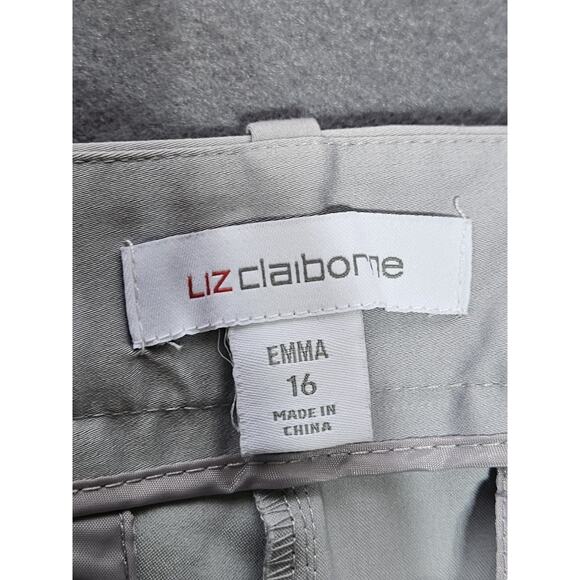 Liz Claiborne Pants Womens 16 Gray Ankle Length Slim Leg Mid Rise Dress Pants - Picture 4 of 13